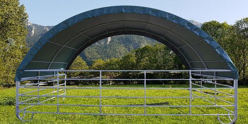 Mobiler Unterstand mit Dacheindeckung Standard inkl. Sturmsicherung 6m x 6m H 3,85m